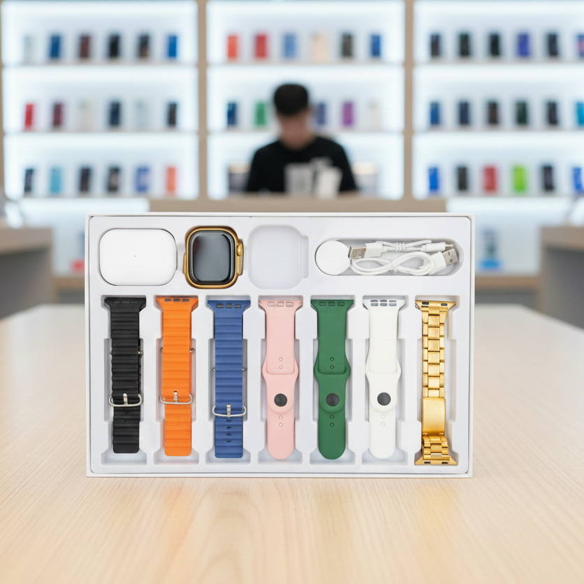 I20 Ultra Max suit Smart Watch 10 in 1 box 2.3inch large screen with 7 strips smartwatch With Airpords2