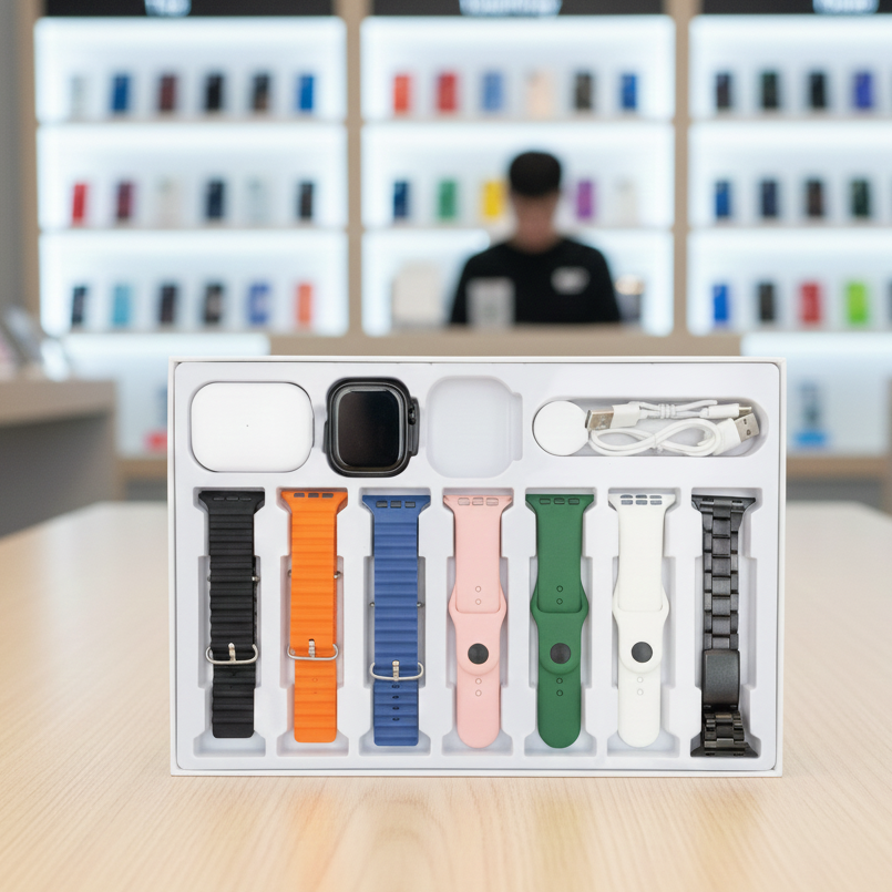 I20 Ultra Max suit Smart Watch 10 in 1 box 2.3inch large screen with 7 strips smartwatch With Airpords2